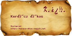 Kerécz Ákos névjegykártya